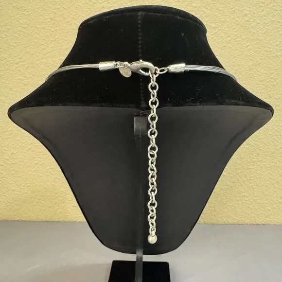 Chicos Necklace Silver Tone Beaded Rhinestone Statement 26 In Womens Jewelry - Picture 3 of 5